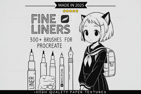 Download 300 Fine Line Brushes for Procreate - Fine Collection