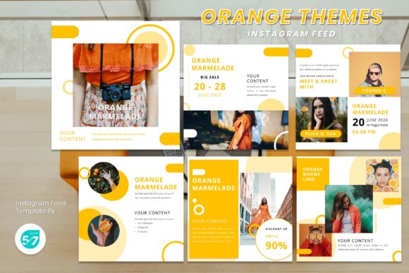 Download Instagram Feed Template - Orange Themes - Feed template Collection