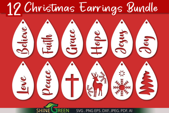 Download Christmas Earrings Bundle Templates - Bundle templates Collection